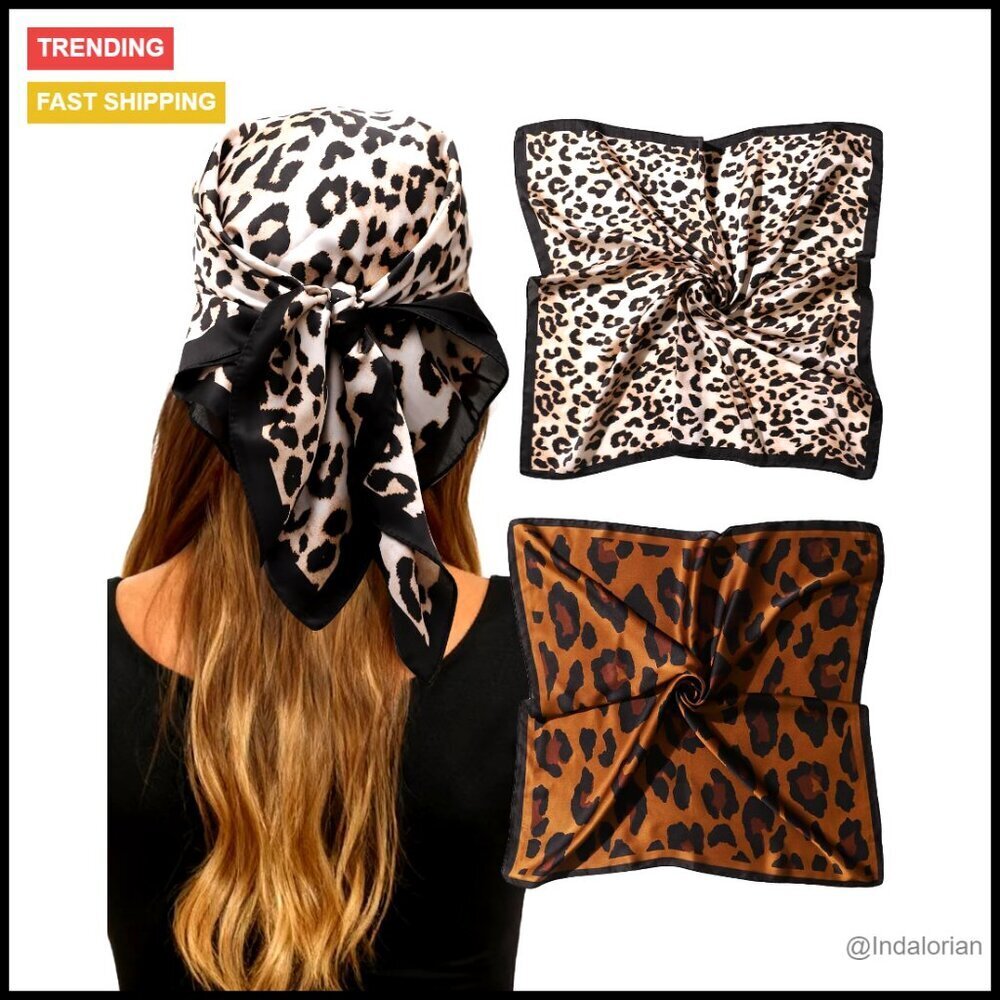 Satin Head Scarf Set Versatile Hair Wrap Neck Scarf Boho Chic Accessory
